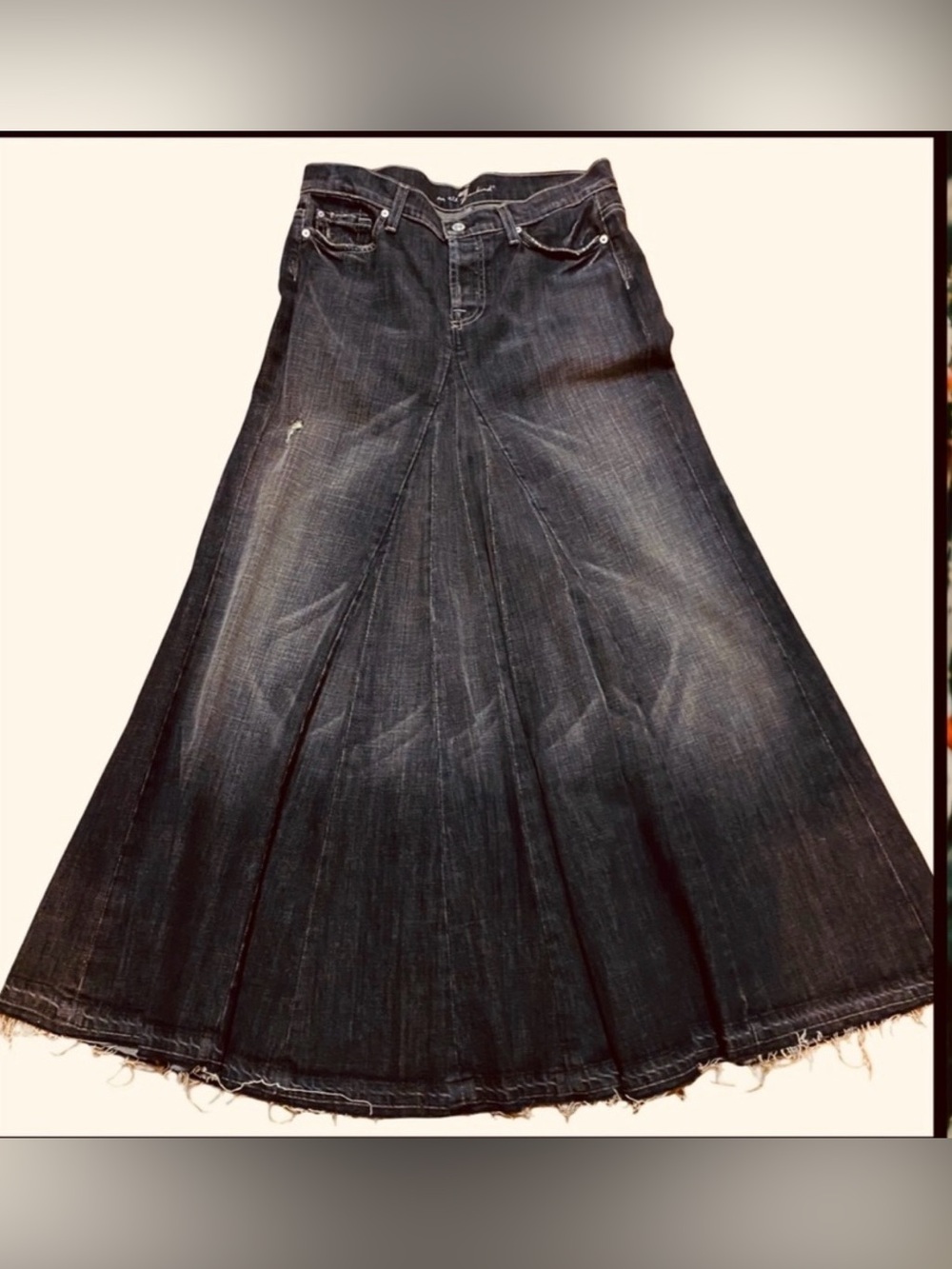 7 For All Mankind Maxi Denim Skirt in Faded Charcoal Like New Size 29